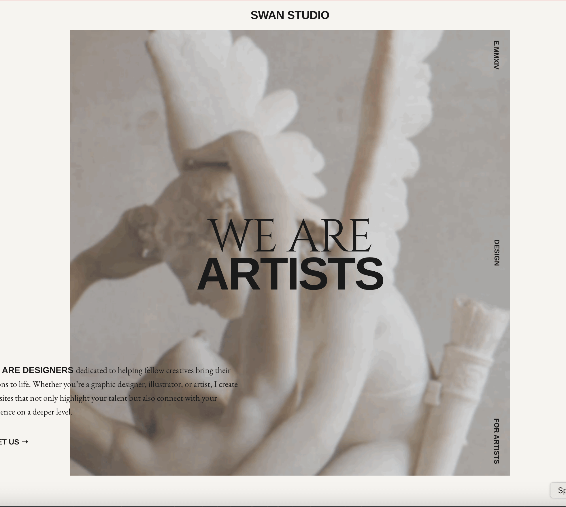 Swan Studio homepage featuring %22we are artists%22.png