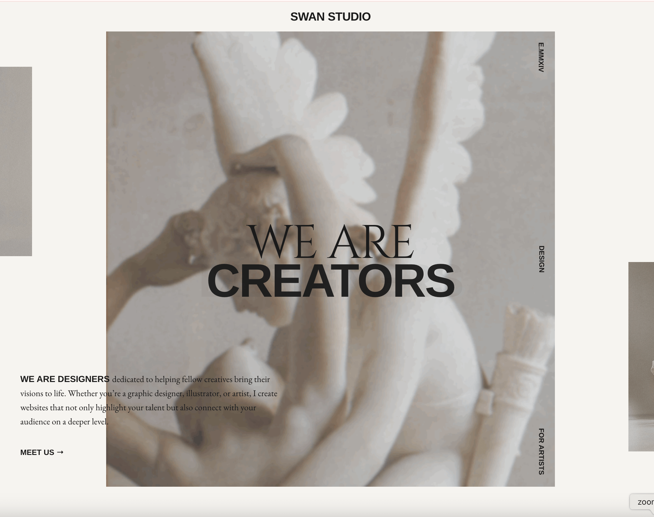Swan Studio homepage featuring text %22we are creators%22.png